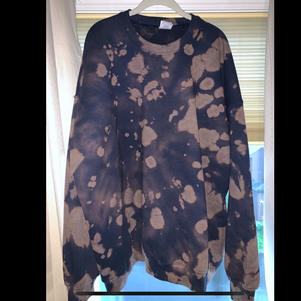 Navy Bleached Oversized Sweatshirt Reverse Tie Dye